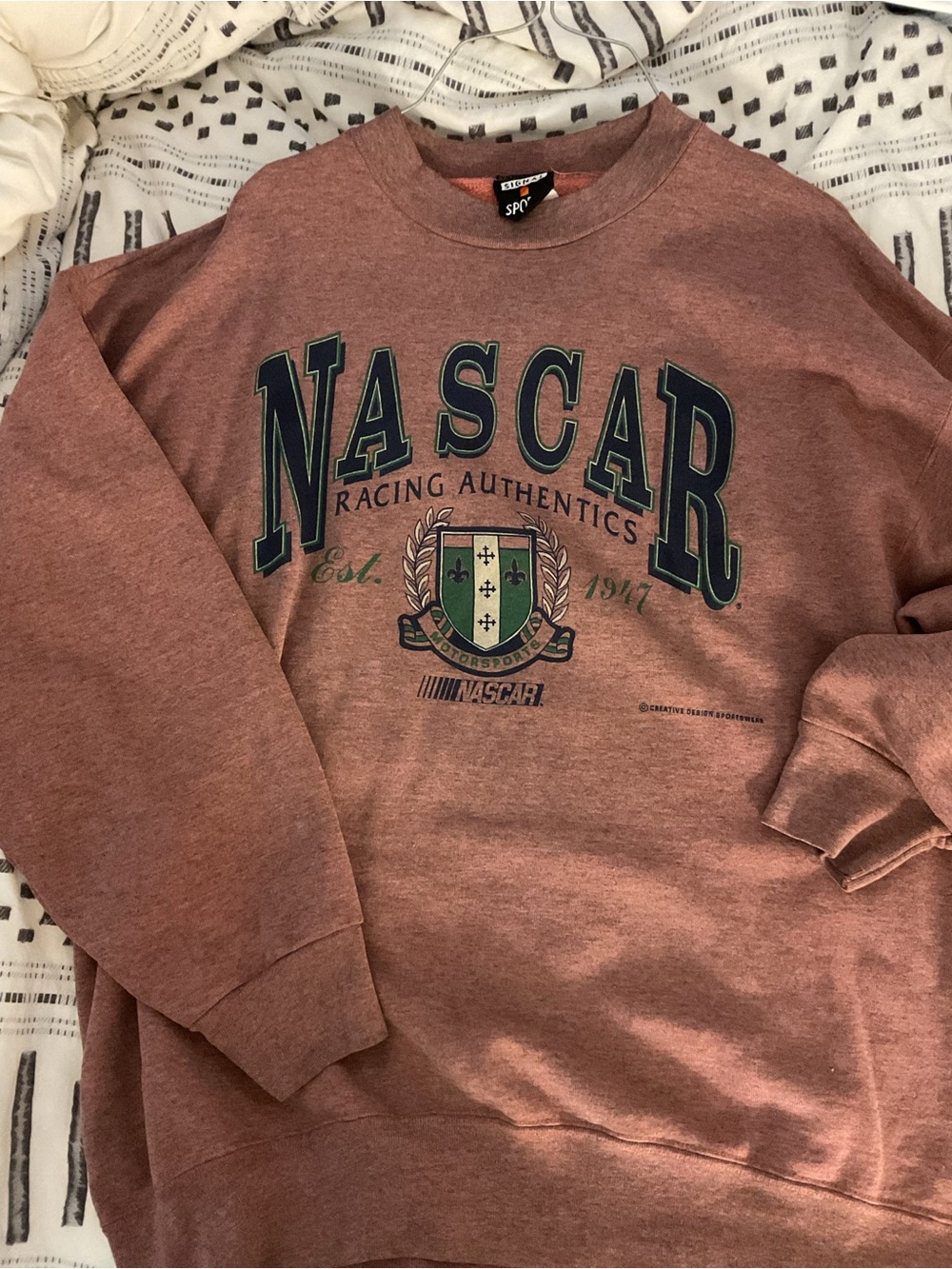 Nascar Dusty Rose Crewneck Sweatshirt with Crest